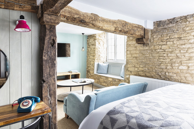 Boutique Cotswold hotel rooms, The Old Stocks Inn, Stow